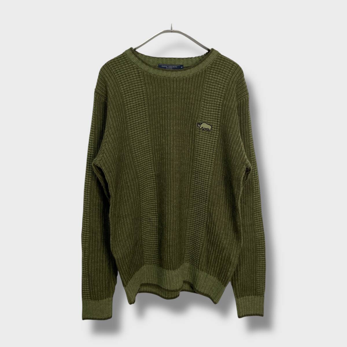 送料無料☆☆KANSAI YAMAMOTO HOMME☆カンサイヤマモトオム☆畦編みクルーネックニット☆メンズM☆B25M拍卖