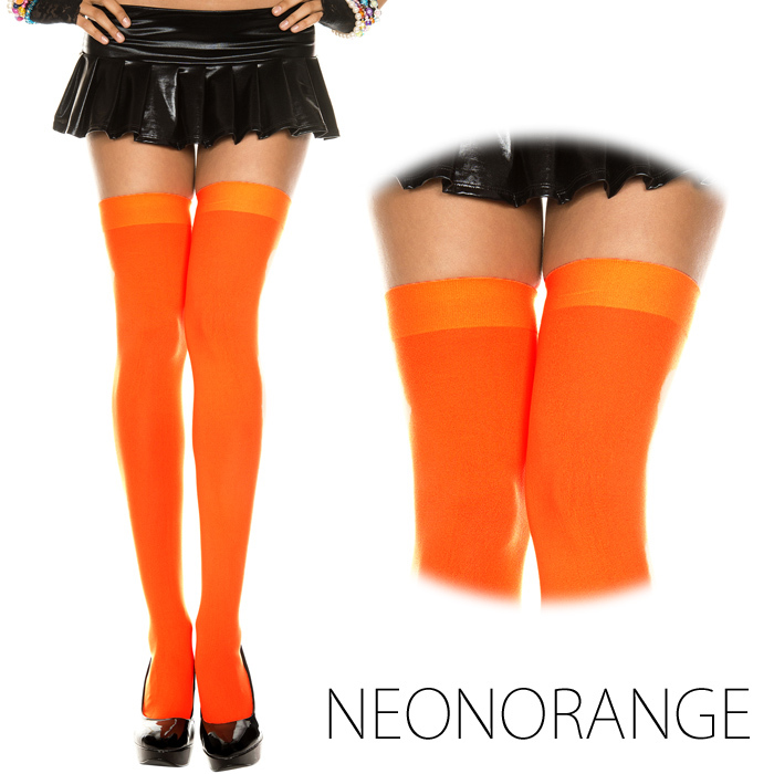 Music Legs 厚手のネオンカラータイツ オレンジ拍卖