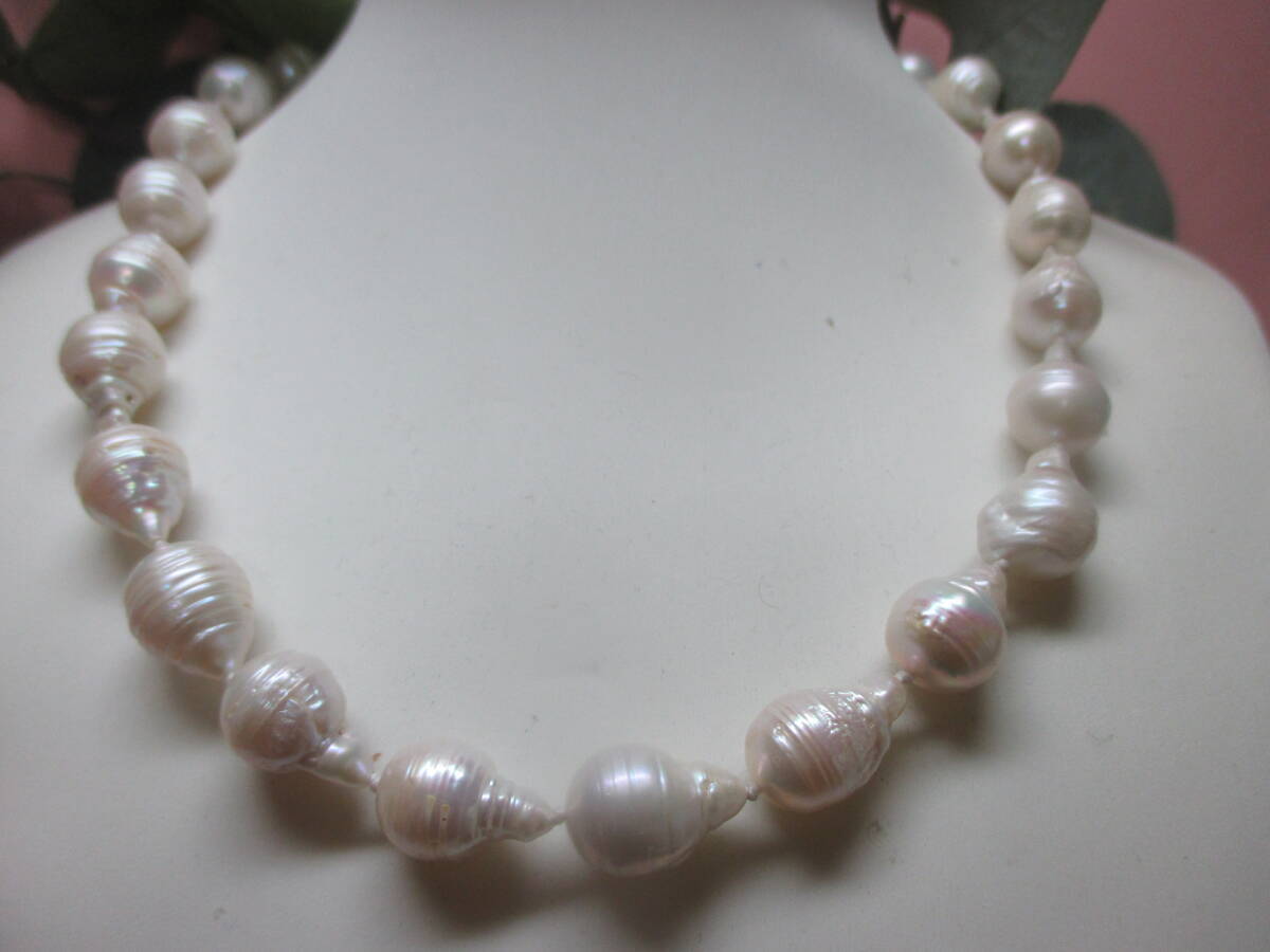 新品★な~んか可愛いい約1.7x1,3cm南洋ナチュラルケシバロックホワイトパールネックレス♪重宝するに違いなく ♪拍卖