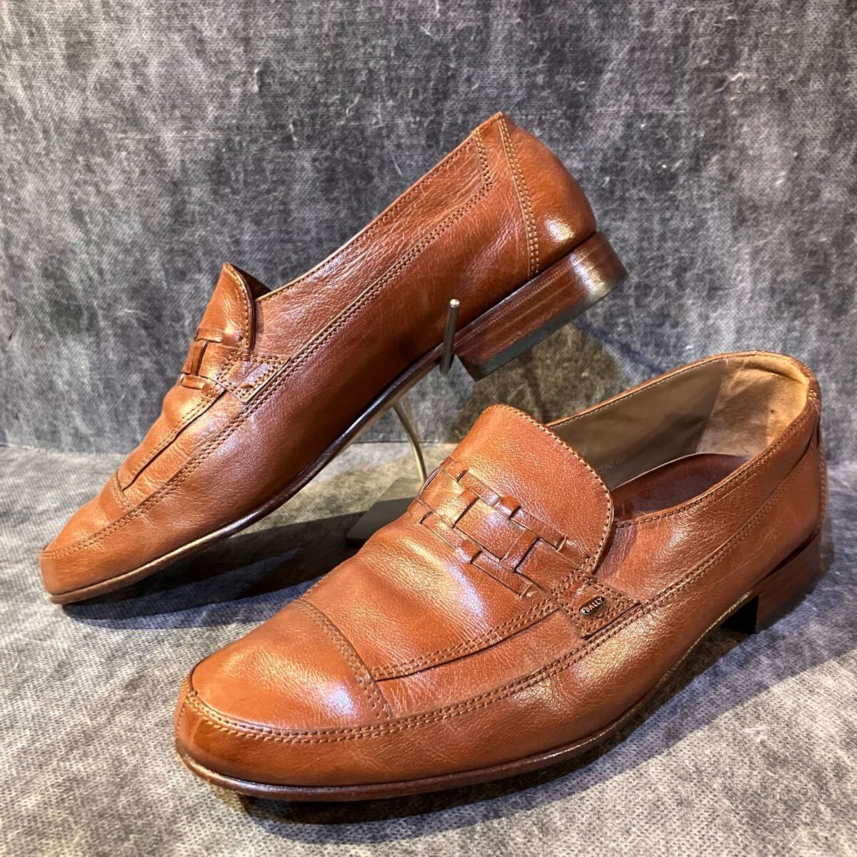 70年代 スイス製 BALLY バリー ヴァンプローファー US 8D 25.5-26.0cm程 ブラウン カーフレザー レザーソール 拍卖