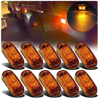 ①【送料無料】トラック・トレーラー用LEDマーカーランプ 12V/24V用×10個セット アンバーイエローオレンジカラー 電飾 デコトライルミ汎用拍卖