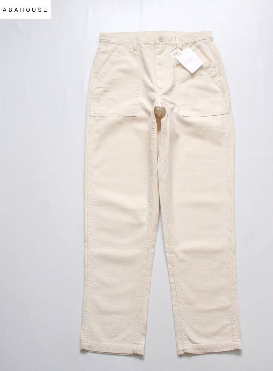 未使用【 ABA HOUSE アバハウス 】コットン ワイド テーパード ベイカー パンツ 44 アイボリー 0044-00-59007-1-2 定価\15,950 コットン拍卖