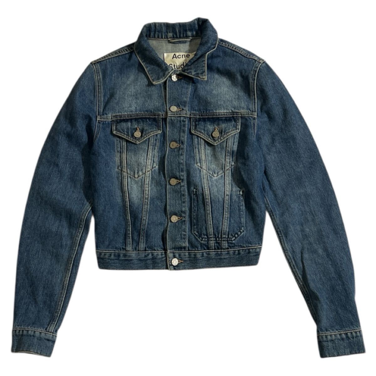 ■ Acne Studios アクネストゥディオズ ■ ユーズド 色落ち加工 デニム ジャケット ジージャン インディゴブルー 36拍卖