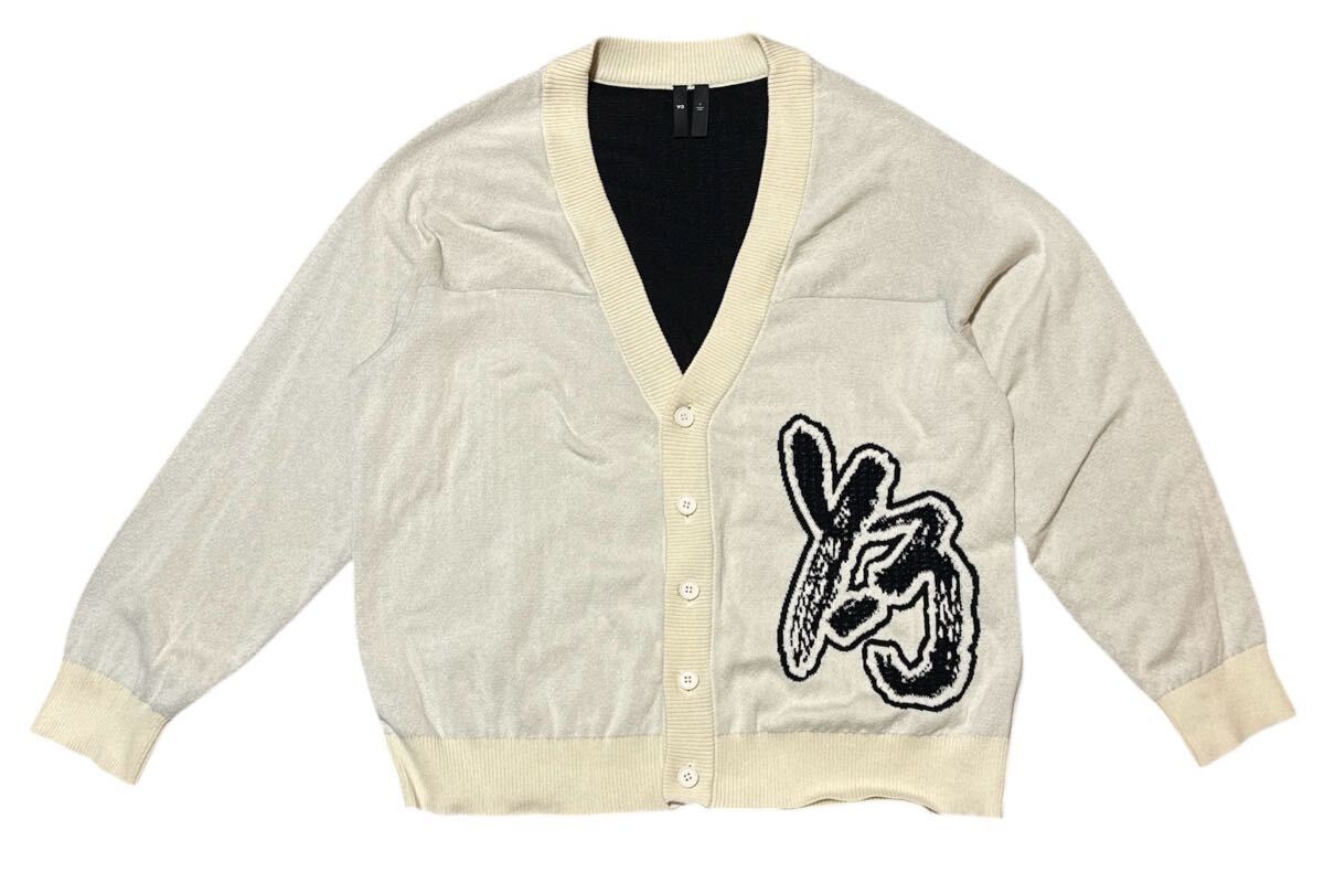 ▲ Y-3 Y3 ワイスリー Yohji Yamamoto ヨウジヤマモト × adidas アディダス ▲ ビッグシルエット ビッグロゴ 編み ニット カーディガン S拍卖