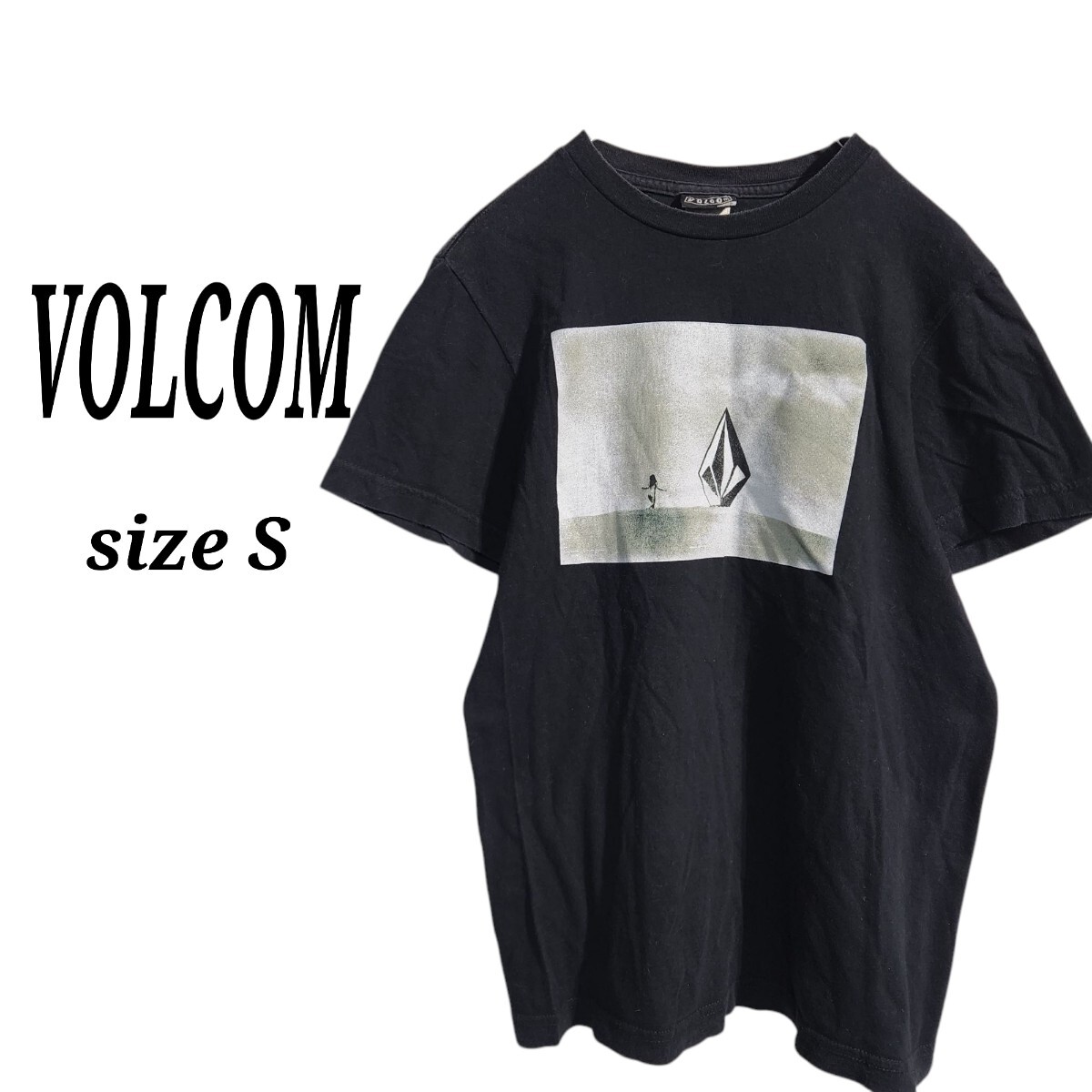 VOLCOM ボルコム ショートスリーブ プリントTシャツ 半袖 黒 サイズS オーバーサイズ ビッグシルエット 90s拍卖