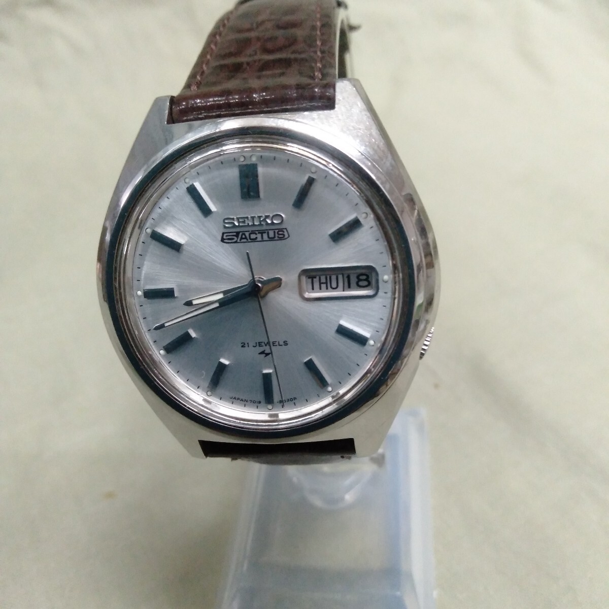 美品 稼動品 SEIKO 5ACTUS JAPAN 7019 21石 自動巻 時計拍卖
