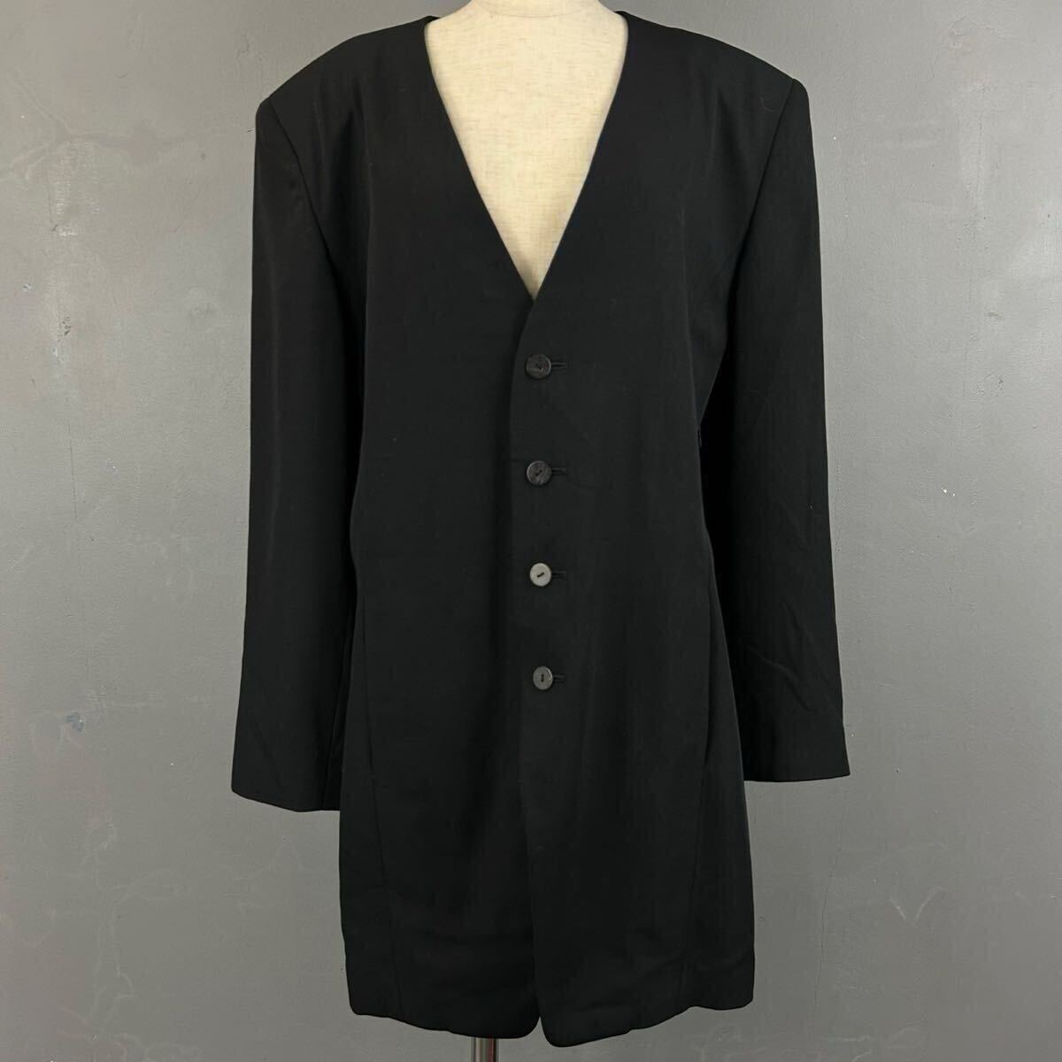 JURGEN LEHL ヨーガンレール 薄手 カーディガン ジャケット ミドル丈 無地 Vネック ブラック 黒 レディース拍卖