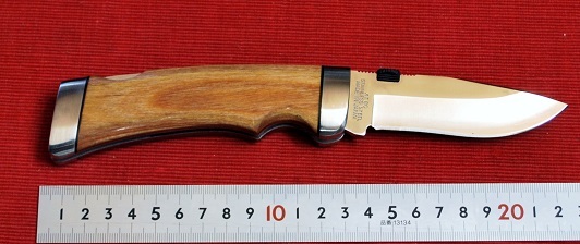 KATZ USA No.KT80 FOLDING HUNTER & CAMPING Stainless Steel Blade:85mm ブラウンパツカ-ウッドハンドル 220gr.拍卖