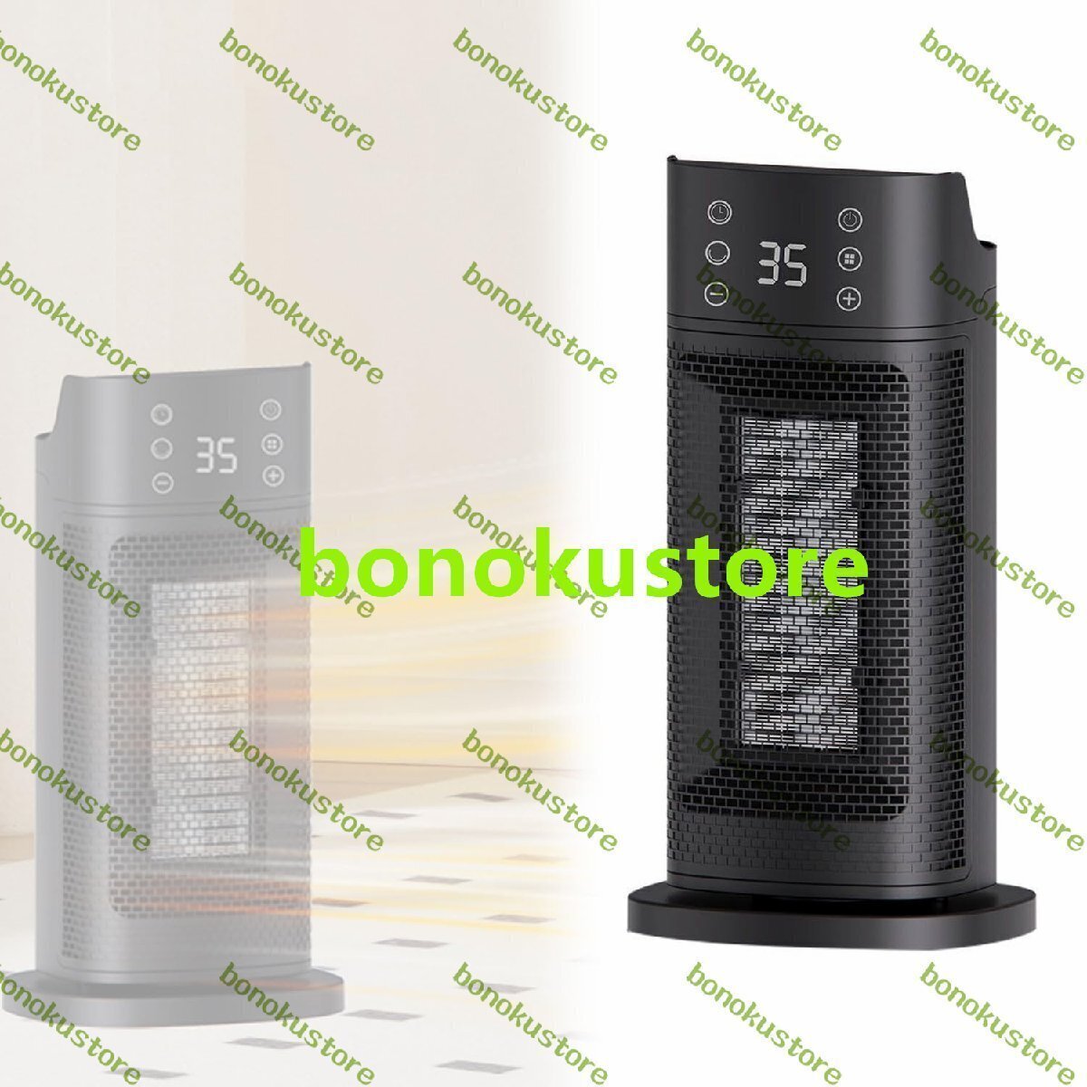 2000W家庭用スペースヒーター PTC垂直急速加熱ファン リモコン付き 12時間タイマー 過熱保護 広角給気 リビングルーム オフィス用拍卖