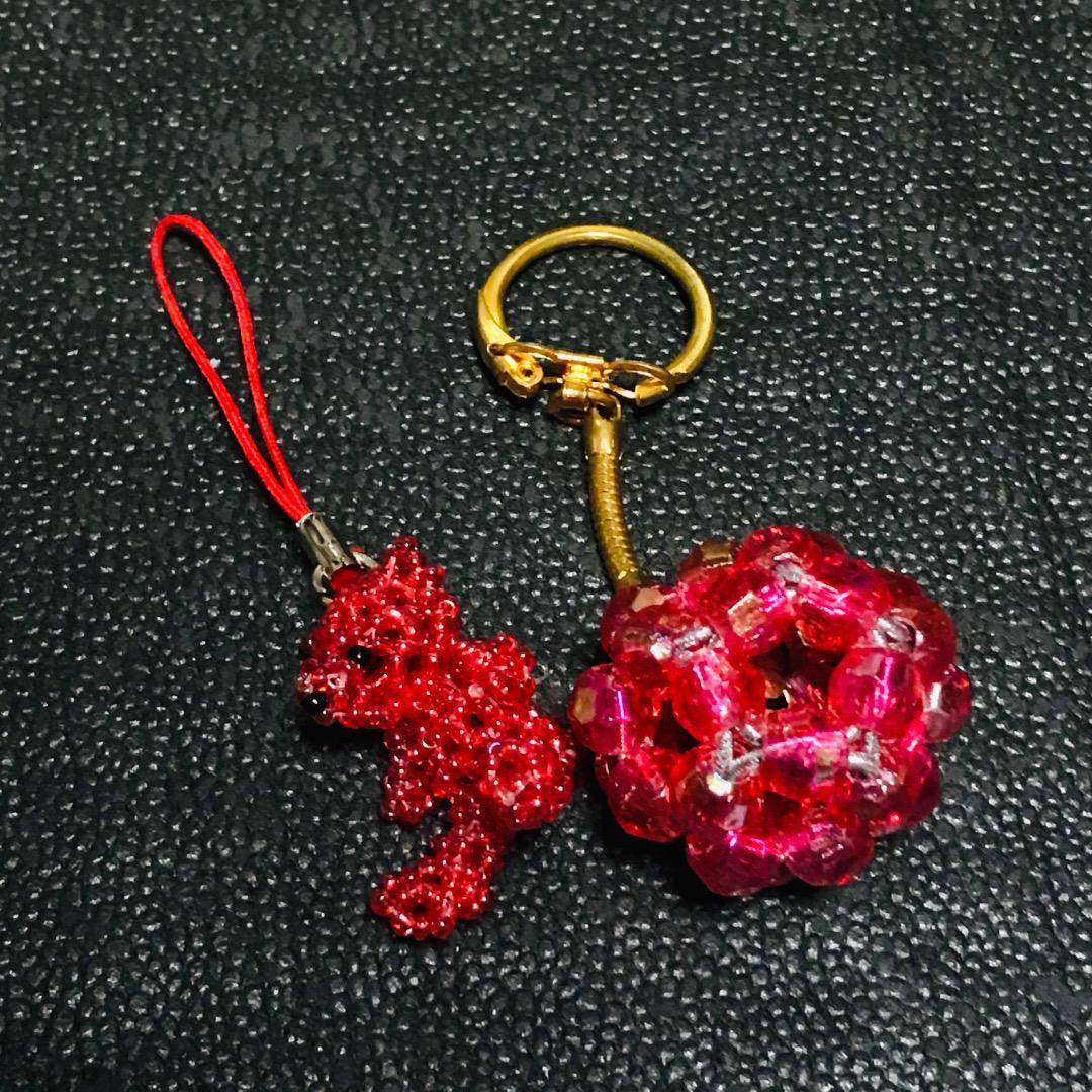 テディベア キーホルダー ビーズ マスコット ストラップ プライズ ハンドメイド テディベア くま クマ 熊 平成レトロ 昭和レトロ 当時物拍卖