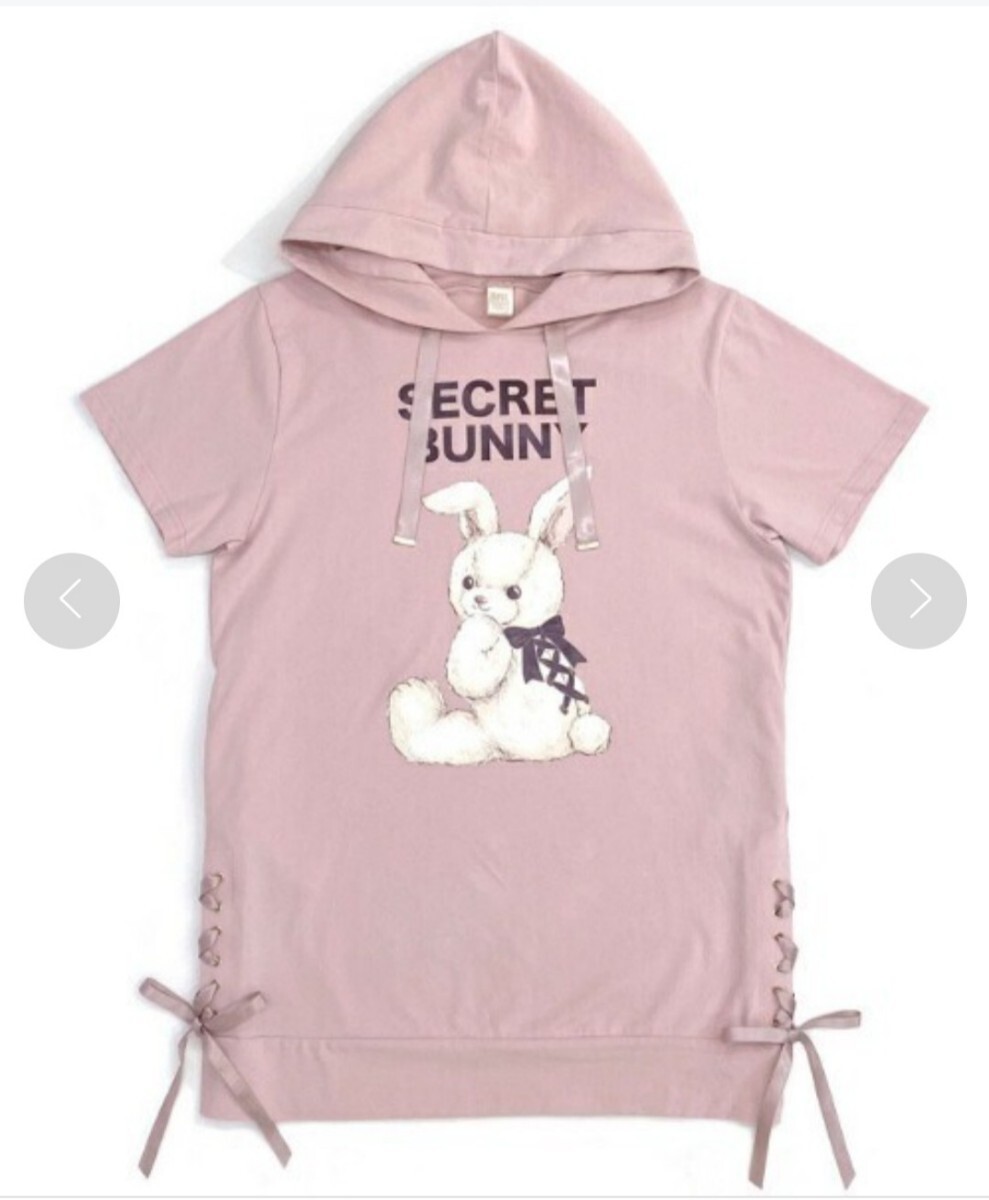 ☆ 新品! シークレットハニー レースアップうさぎ半袖パーカーワンピース♪ ピンク Secret Honey うさぎパーカー リボン 入手困難!激レア拍卖