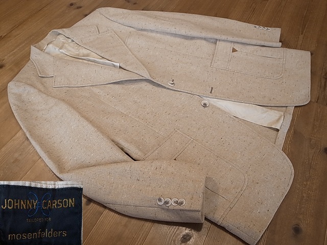 USA製 JOHNNY CARSON 1970年代 ビンテージ ウール ツイード 2釦 テーラード ジャケット ブレザー アメリカ古着 サイズ XL 相当拍卖