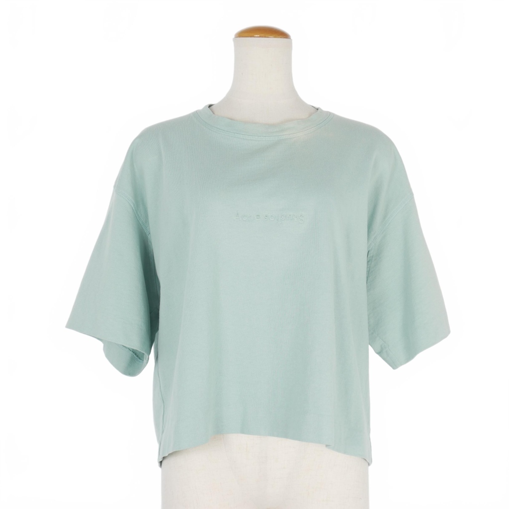 アクネ ストゥディオズ Acne Studios CYLEA EMBOSS エンボスロゴ クロップド Tシャツ カットソー 半袖 XXS 緑 グリーン レディース拍卖