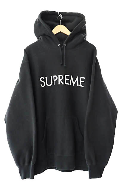 シュプリーム SUPREME 22AW Capital Hooded Sweatshirt Black キャピタル ロゴ 刺繍 フーデッド スウェット プルオーバー パーカー L 黒 ブ拍卖