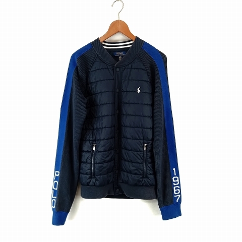 ポロ ラルフローレン POLO RALPH LAUREN ロゴ 刺? ニット 中綿 ジャケット XL 青 ブルー系 キッズ拍卖