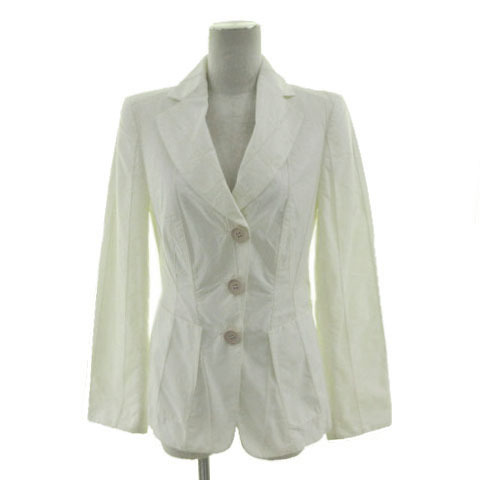 アルマーニ コレツィオーニ ARMANI COLLEZIONI ジャケット テーラードカラー ステッチ シングル 3B イタリア製 アイボリー 38拍卖