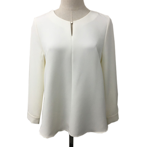 ロペピクニック ROPE Picnic ブラウス カットソー プルオーバー スリットネック タック 無地 長袖 38 白 ホワイト レディース拍卖