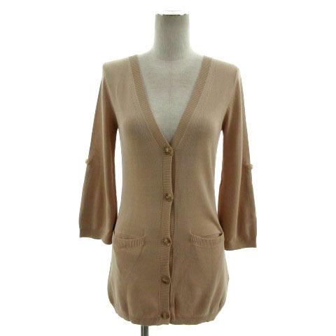 エムプルミエ M-Premier カーディガン ニット 七分袖 袖ロールアップ コットン混 ブラウン系 ベージュブラウン 38 レディース拍卖