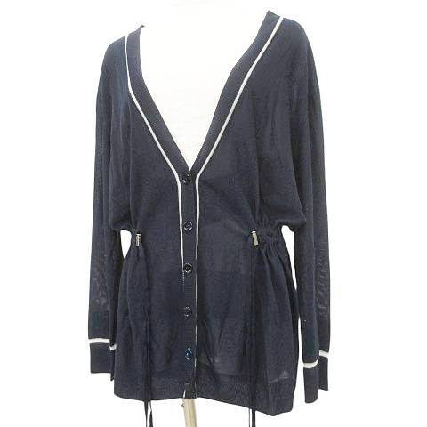 ポールスミス ブラック ドロスト カーディガン 薄手 シルク混 ニット Vネック 長袖 オンワード樫山 M 紺 ネイビー レディース拍卖