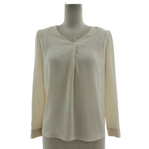 インディヴィ INDIVI 洗える UVケア 吸水速乾 Vネックブラウス 127-81006 長袖 ベージュ 5 レディース拍卖