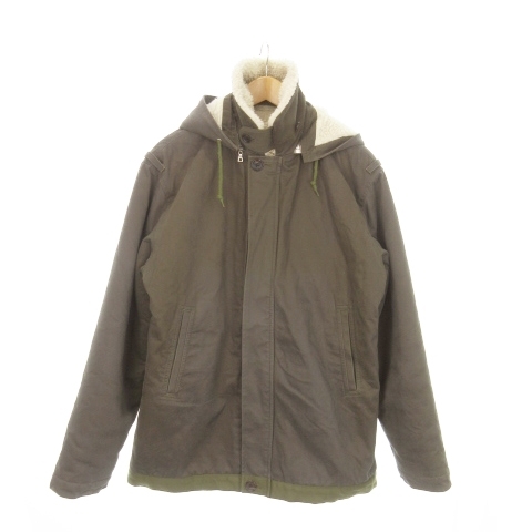 ソフネット SOPHNET. スタンドカラーコート ボアコート ジップアップ 比翼 フード付き L 茶 ブラウン /MN16 ■GY19 メンズ拍卖