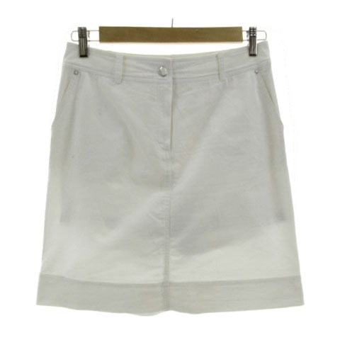 ルイカステル LOUIS CASTEL スカート 台形 ロゴ刺繍 ミディ丈 ストレッチ コットン混 ホワイト 白 76 レディース拍卖