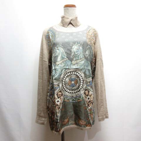 エルメス HERMES マルジェラ期 ツイルレーヌ ニット セーター シルク 切替え カシミヤ タートルネック 長袖 ヴェニスの勝利 ME ☆AA★拍卖