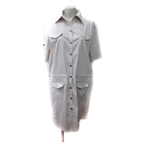 ロートレアモン LAUTREAMONT シャツワンピース ひざ丈 半袖 3 M~L ベージュ /YI レディース拍卖