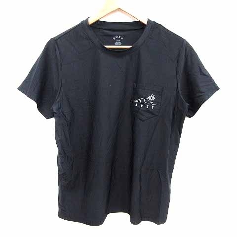 ロキシー ROXY Tシャツ ナイロン クルーネック ロゴプリント 半袖 L 黒 ブラック /YK レディース拍卖