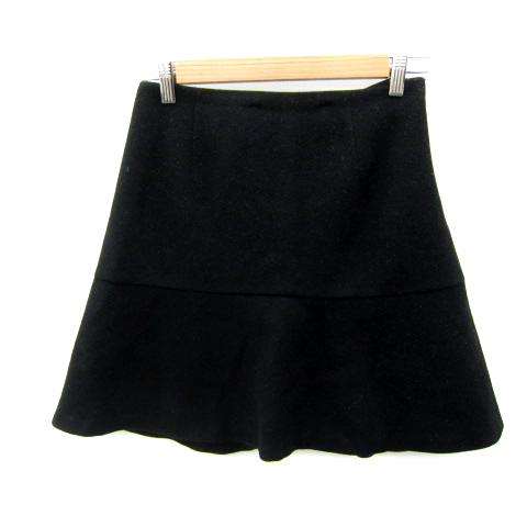 ノーリーズ Nolley's フレアスカート ミニ丈 無地 切替 ウール 38 M 黒 ブラック /SY14 レディース拍卖