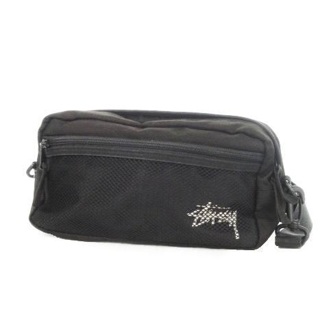 ステューシー STUSSY Stock Side Bag ストック サイドバッグ ウエスト ショルダーバッグ 2way ナイロン ロゴプリント 黒 ブラック拍卖