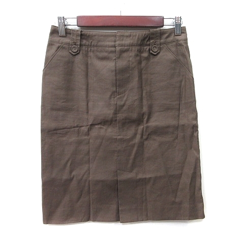 ロペ ROPE タイトスカート ひざ丈 麻 リネン 63-90 茶 ブラウン /YI レディース拍卖