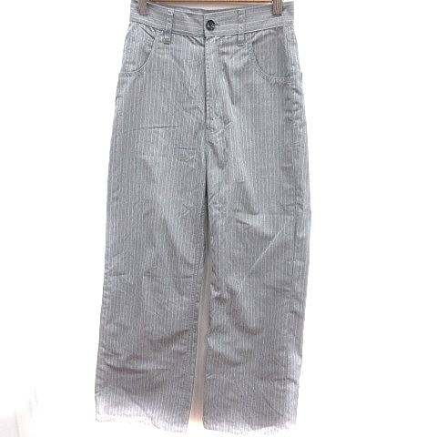 ヘザー Heather テーパードパンツ ストライプ S グレー /RT レディース拍卖