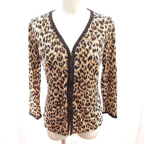 エポカ EPOCA カーディガン 長袖 総柄 ジップアップ 40 茶 ブラウン /RT レディース拍卖