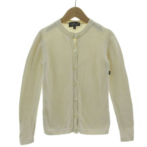 アニエスベーアンファン Agnes b. ENFANT カーディガン ニット 丸首 長袖 コットン ライトベージュ 12 キッズ拍卖