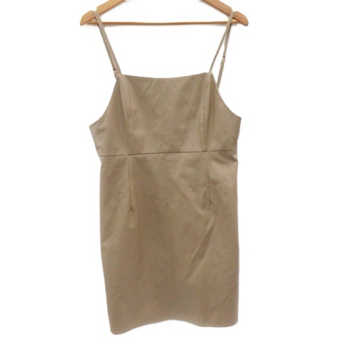 ヘザー Heather ジャンパースカート キャミソールワンピース ミニ丈 フェイクレザー F ライトブラウン /SF7 レディース拍卖