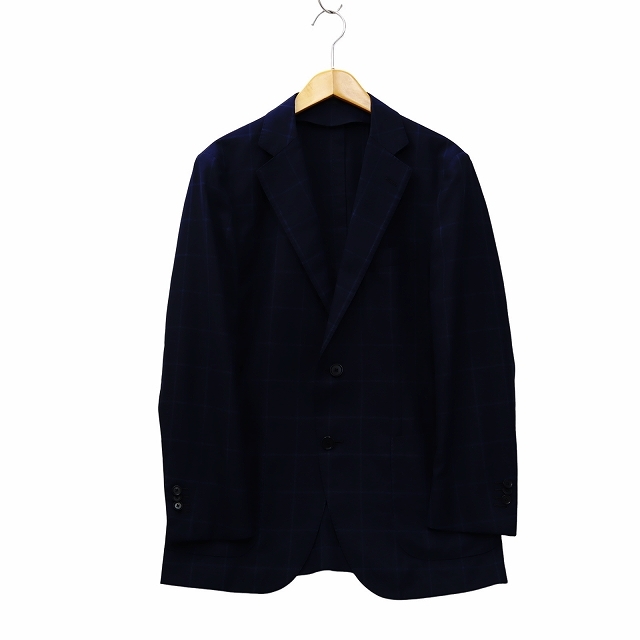 TOMORROWLAND × LORO PIANA トゥモローランド ロロピアーナ ウィンドウペン チェック 総柄 テーラード ジャケット 48 NAVY ネイビー /◆拍卖