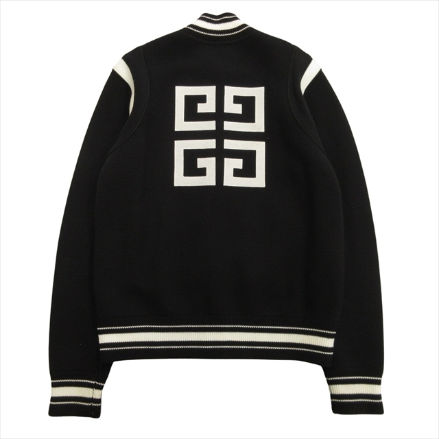 ジバンシィ GIVENCHY 4Gロゴ ニット ボンバー ジャケット テディ ブルゾン スタジャン ウール BW003B4Z32 サイズM 黒 ブラック レディース拍卖
