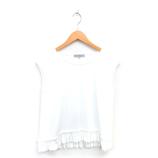 エムプルミエ M-Premier カットソー ブラウス ボートネック フリル プルオーバー ノースリーブ 38 ホワイト 白 /TT レディース拍卖