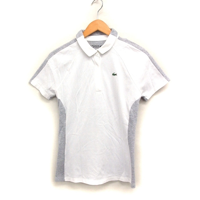 ラコステ LACOSTE SPORT 国内正規品 2トーン ピケゴルフ ポロシャツ 半袖 コットン 綿 ゴルフ 36 グレー 灰 /FT36 レディース拍卖
