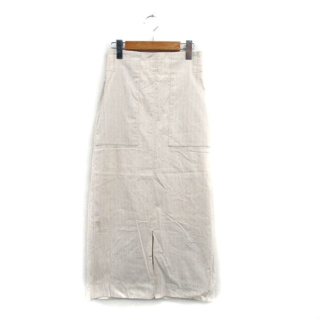 ロペ ROPE ベイカースカート ロング スリット ストライプ 36 アイボリー 白 /KT33 レディース拍卖