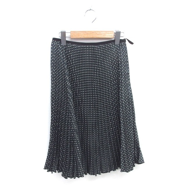 エムズグレイシー M'S GRACY プリーツ スカート ひざ下丈 ドット 薄手 サイドジップ 38 緑 グリーン /TT9 レディース拍卖