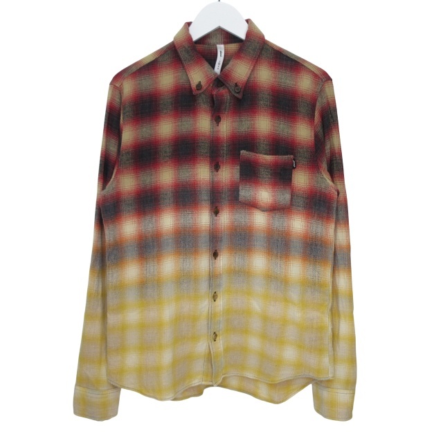 グラム glamb 長袖 シャツ ボタンダウン グラデーション 2 Mサイズ相当 レッド イエロー k2080 0530 メンズ拍卖