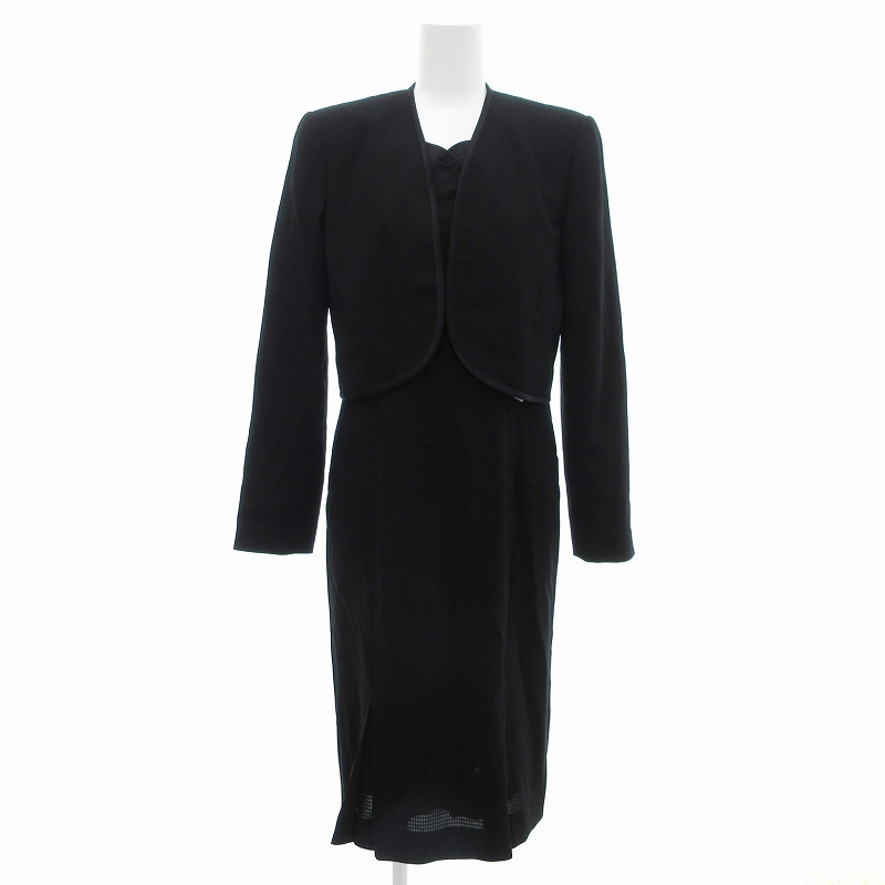 ランセル LANCEL フォーマル セットアップ アンサンブル ジャケット ワンピース ミモレ ロング 長袖 シアー 7AR 黒 レディース拍卖