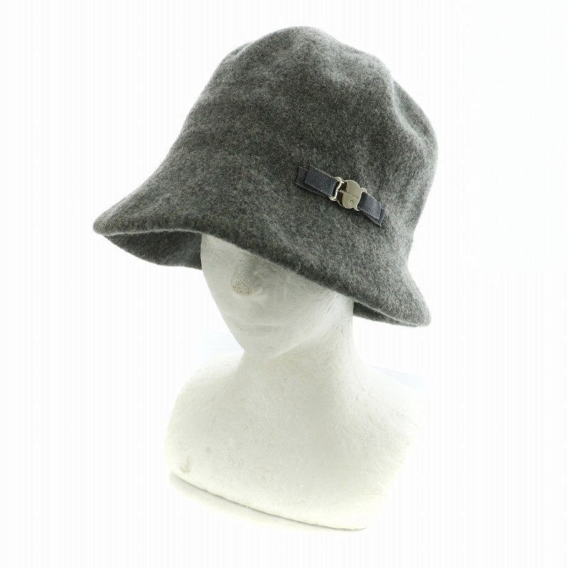 アンテプリマ ANTEPRIMA ハット 帽子 リボン ロゴ ウール S-M 56-57.5cm グレー ■GY18 /MQ レディース拍卖
