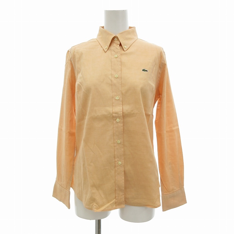 ラコステ LACOSTE 美品 ボタンダウンシャツ BD 長袖 38 オレンジ /UO レディース拍卖