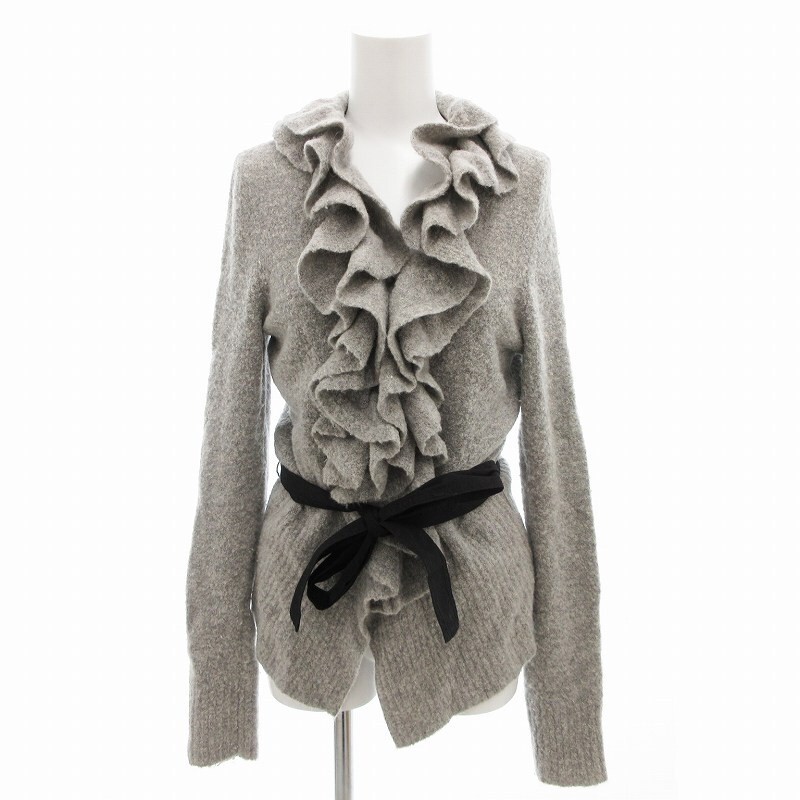 トゥービーシック TO BE CHIC ニット カーディガン フリル ウエストリボン 長袖 II グレー /FF レディース拍卖