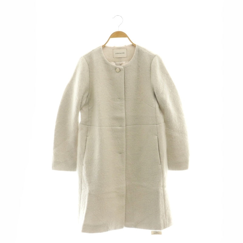 未使用品 ラ トータリテ La TOTALITE クリンプシャギーコート ノーカラー ロング 40 グレー /AT ■OS レディース拍卖