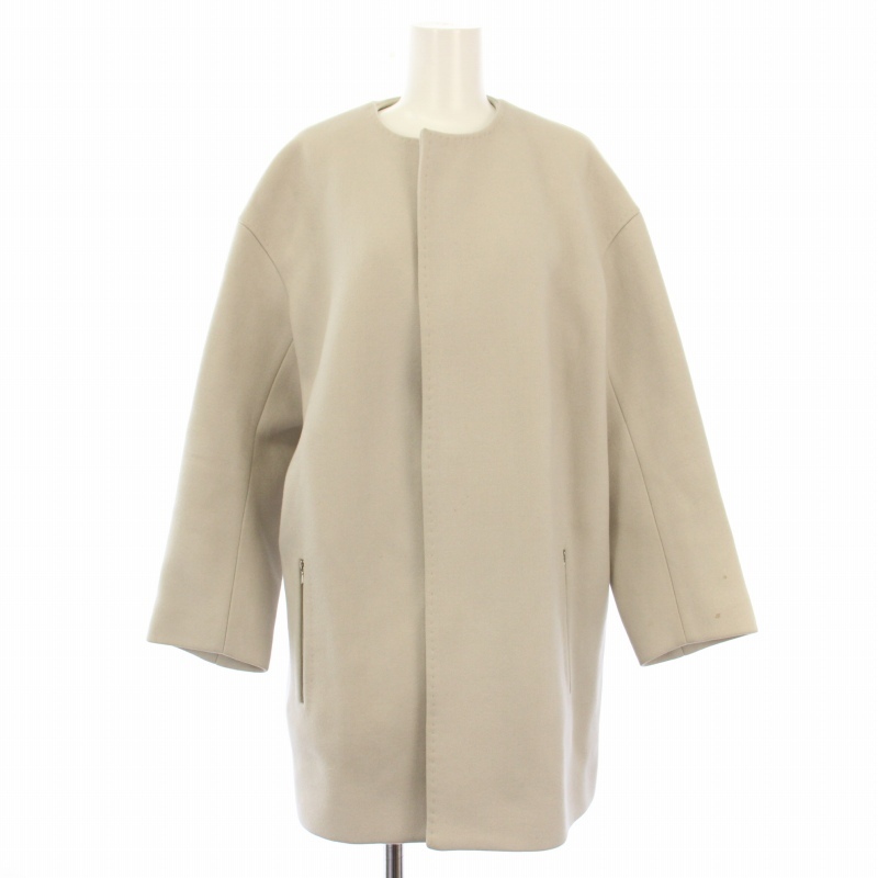 ドゥロワー Drawer メルトン ノーカラーコート アウター 40 ベージュ 6525-299-0394 /TK ■MU レディース拍卖