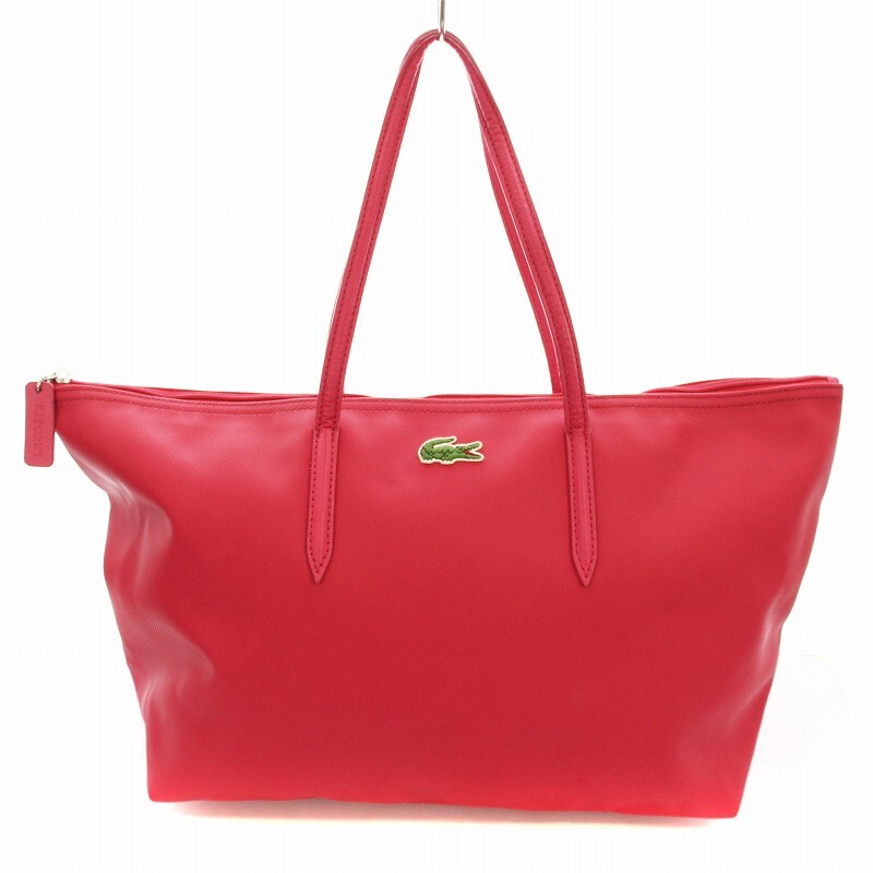 ラコステ LACOSTE トートバッグ PVC ロゴ ピンク /☆G レディース拍卖